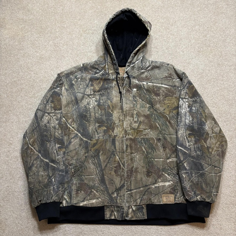 Levi Strauss Realtree Camo Bomber Jacket 3XL Hooded Insulated Canvas Outdoor